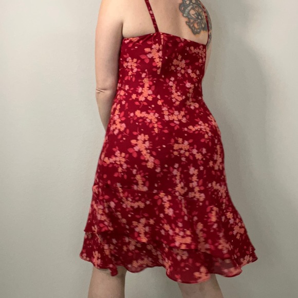 Ann Taylor Loft Red Floral Tank Top Dress Size 6 - Picture 3 of 7